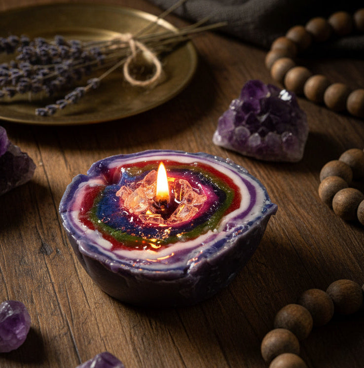 Amethyst Crystal Candle