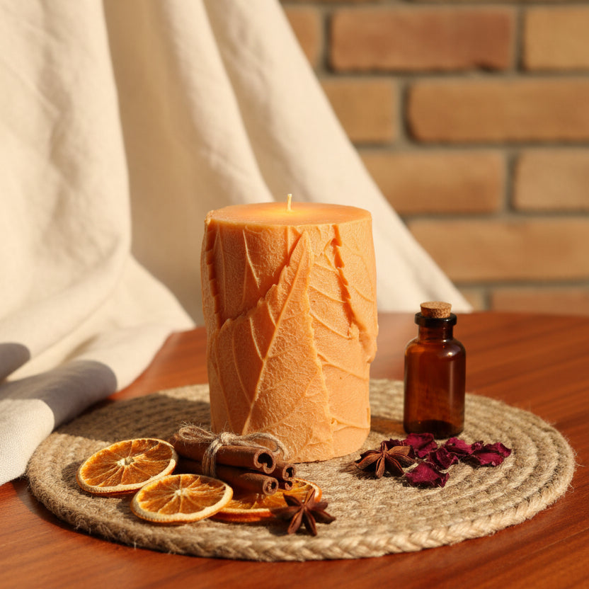 Leaf Pillar Candle