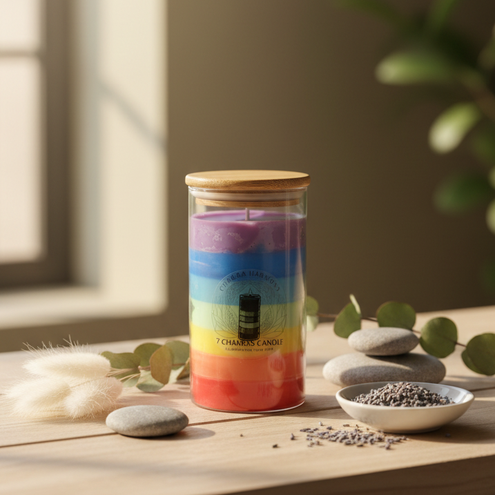 7 Chakras Harmony Healing Candle