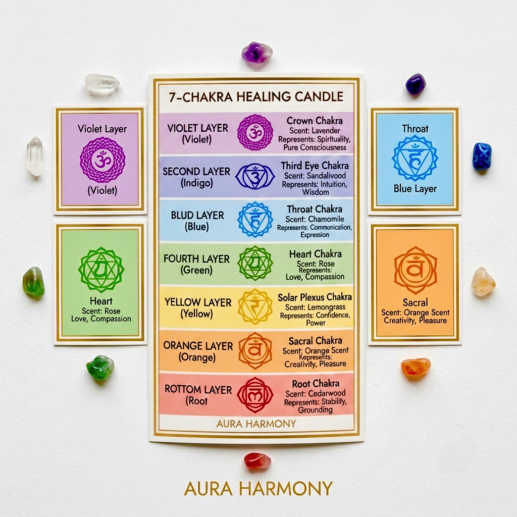 7 Chakras Harmony Healing Candle